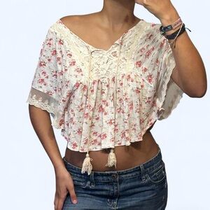 Fairy White & Pink Floral Top by Daily Special!